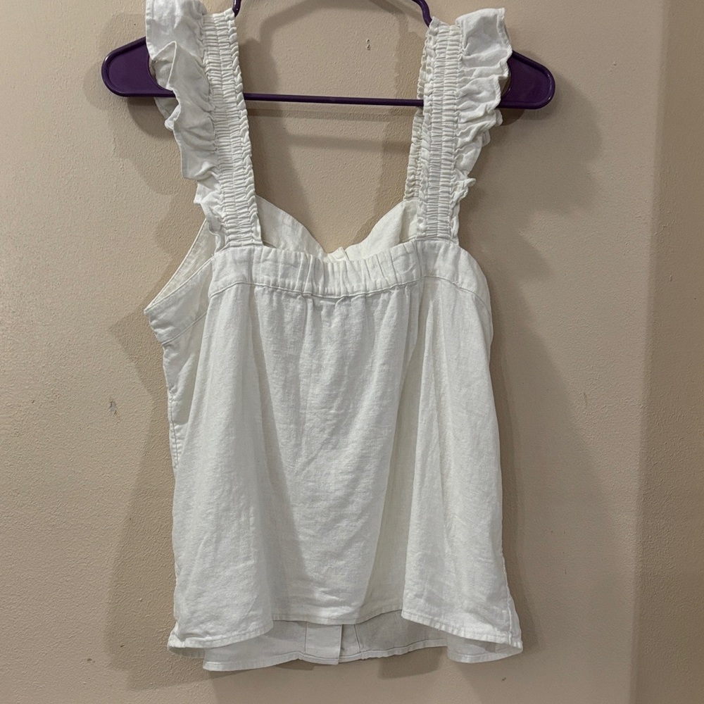 J. Crew White Ruffle-Strap Button-Front Camisole … - image 2